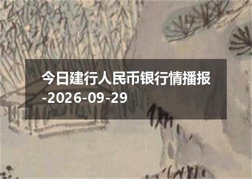 今日建行人民币银行情播报-2026-09-29