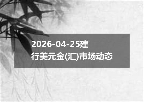 2026-04-25建行美元金(汇)市场动态